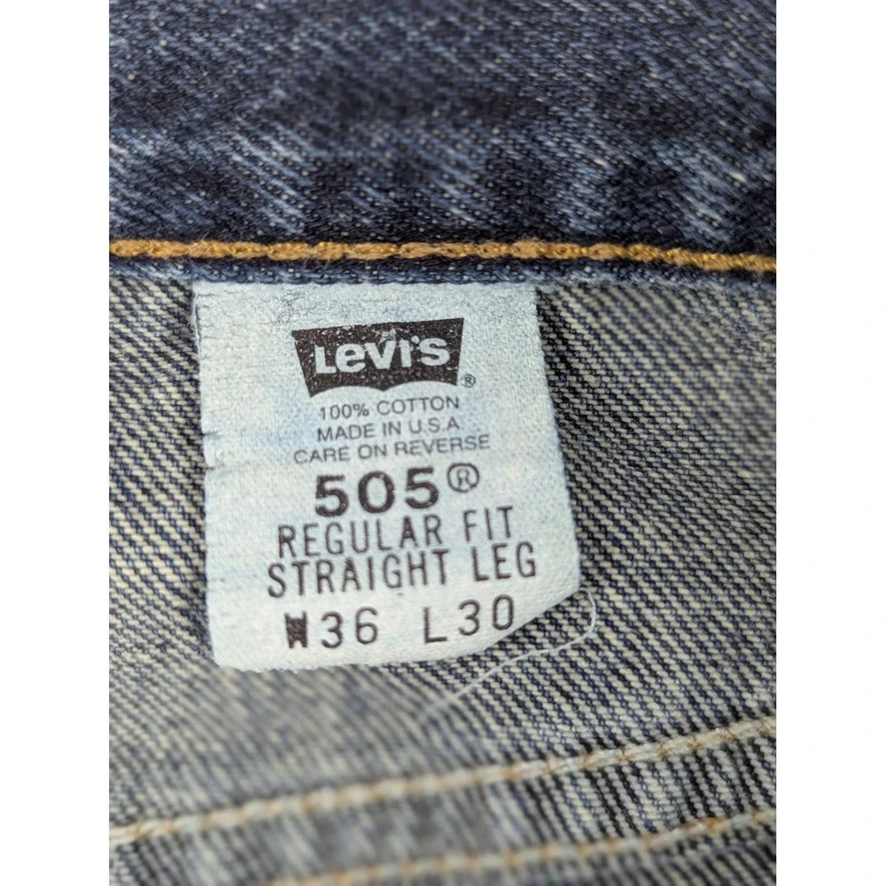 Levi's 505 Mens Reg Fit Y2K Straight Leg Jeans Blue Medium Wash W36 L30 USA Made